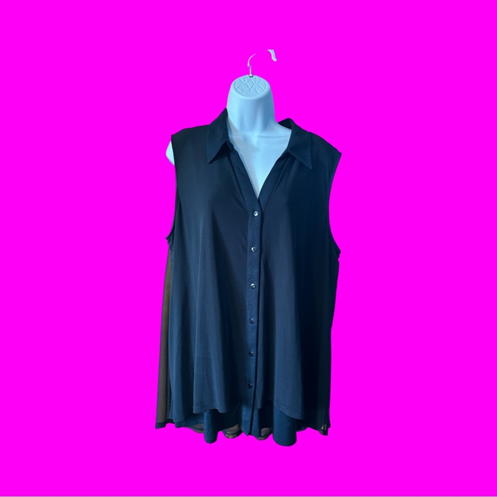 Black Sleeveless Mixed Media Top